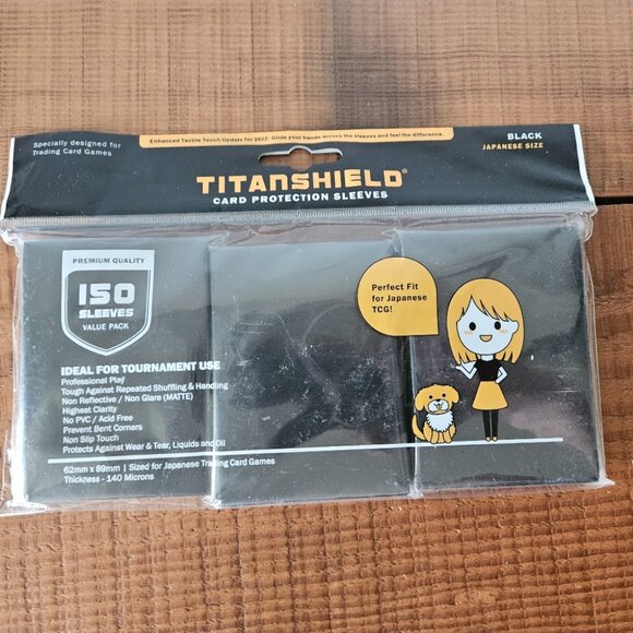 TitanShield (150 Sleeve/Black) Small Japanese Sized Trading Card Sleeves - Picture 2 of 8